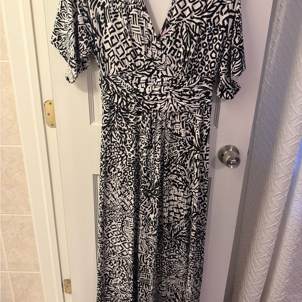 Lily Pulitzer Black & White Printed Wrap-Style Women's Dress